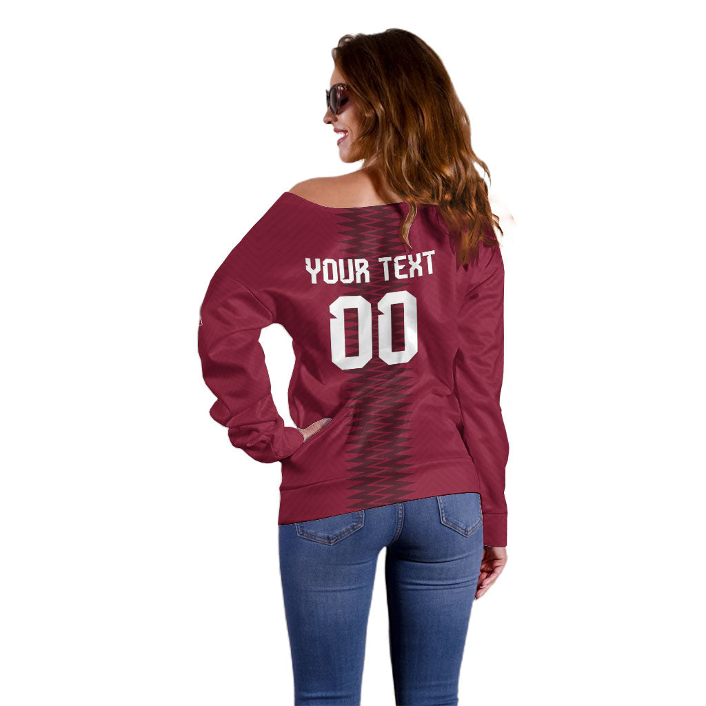 Custom Qatar 2026 World Football Off Shoulder Sweater Maroon Version