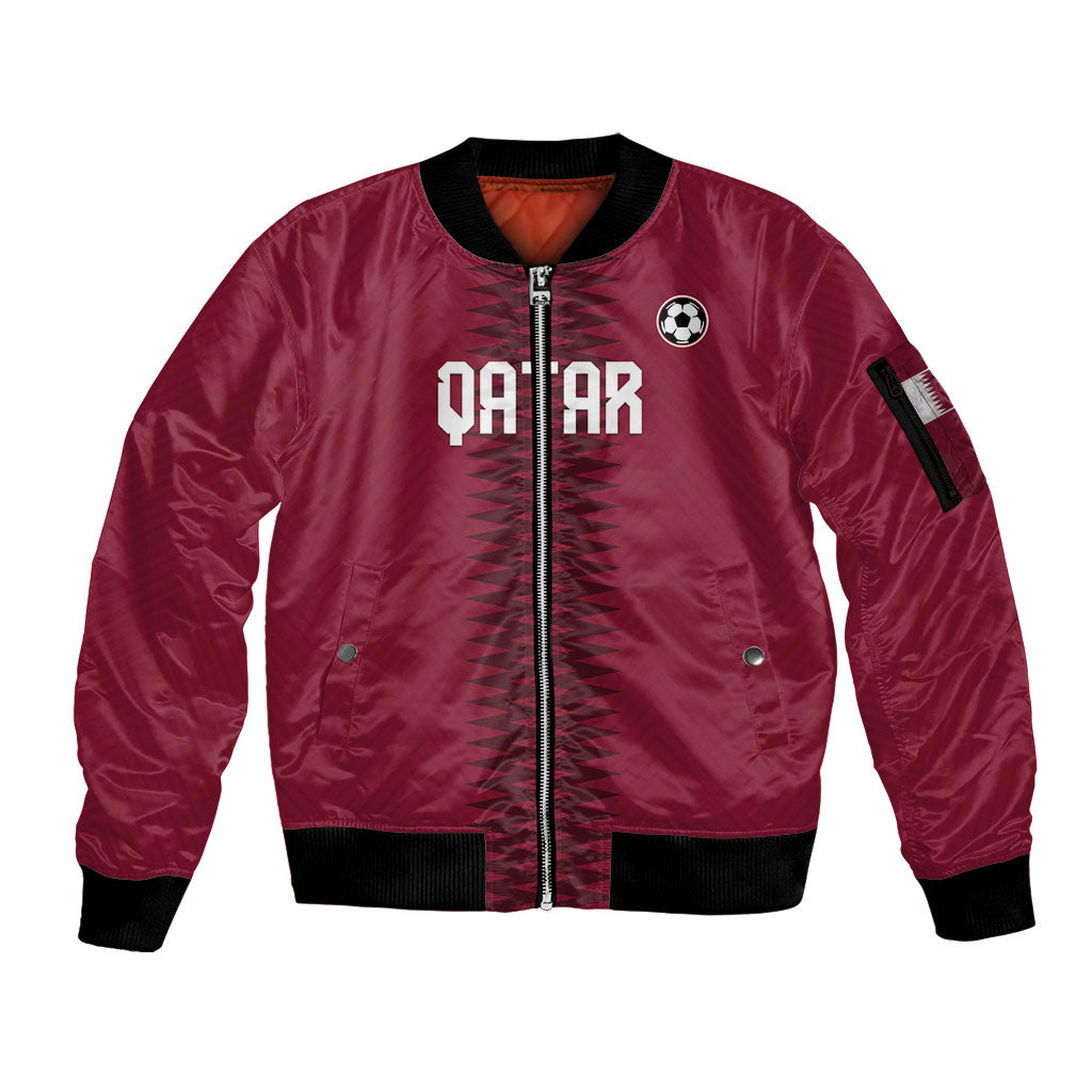 Custom Qatar 2026 World Football Sleeve Zip Bomber Jacket Maroon Version