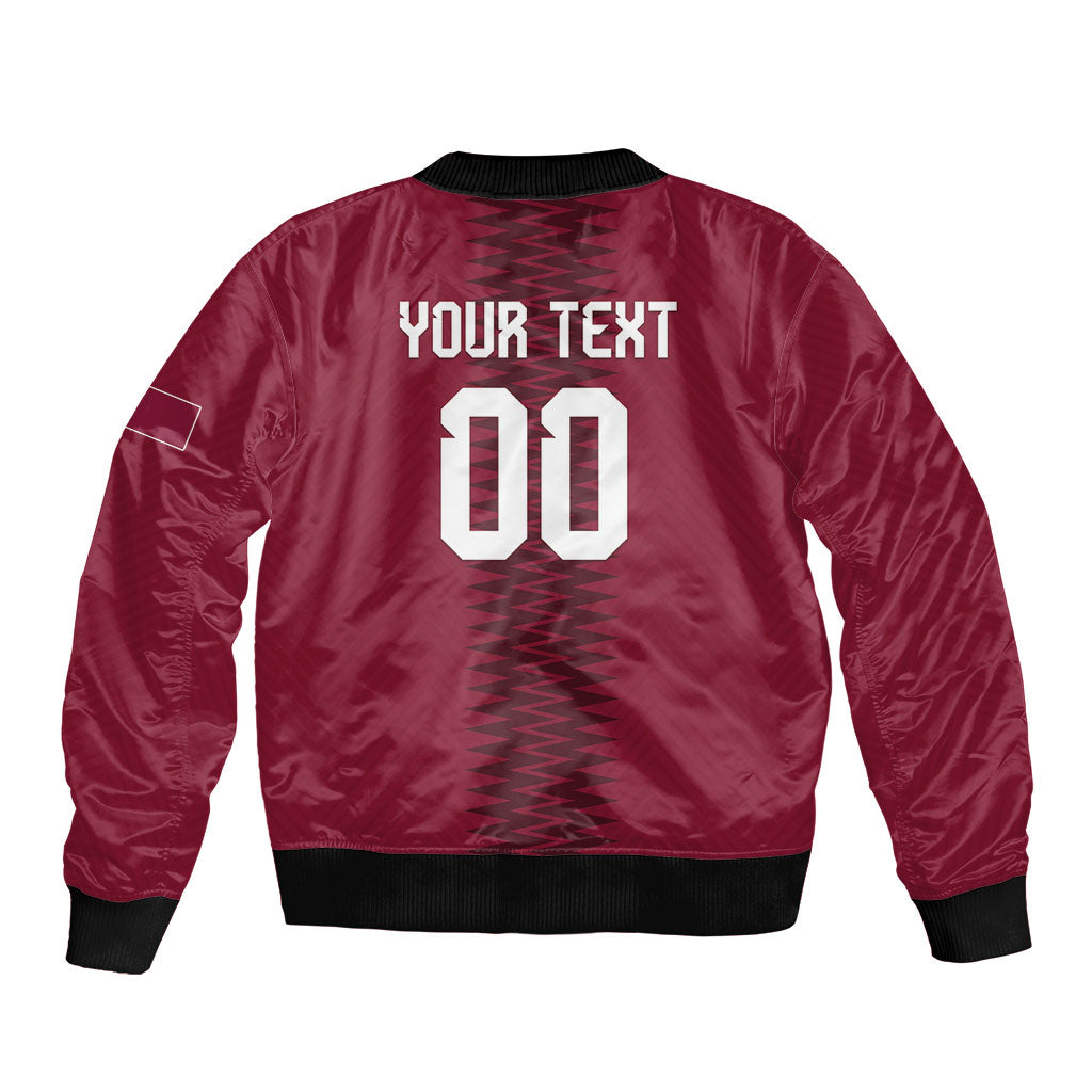 Custom Qatar 2026 World Football Sleeve Zip Bomber Jacket Maroon Version