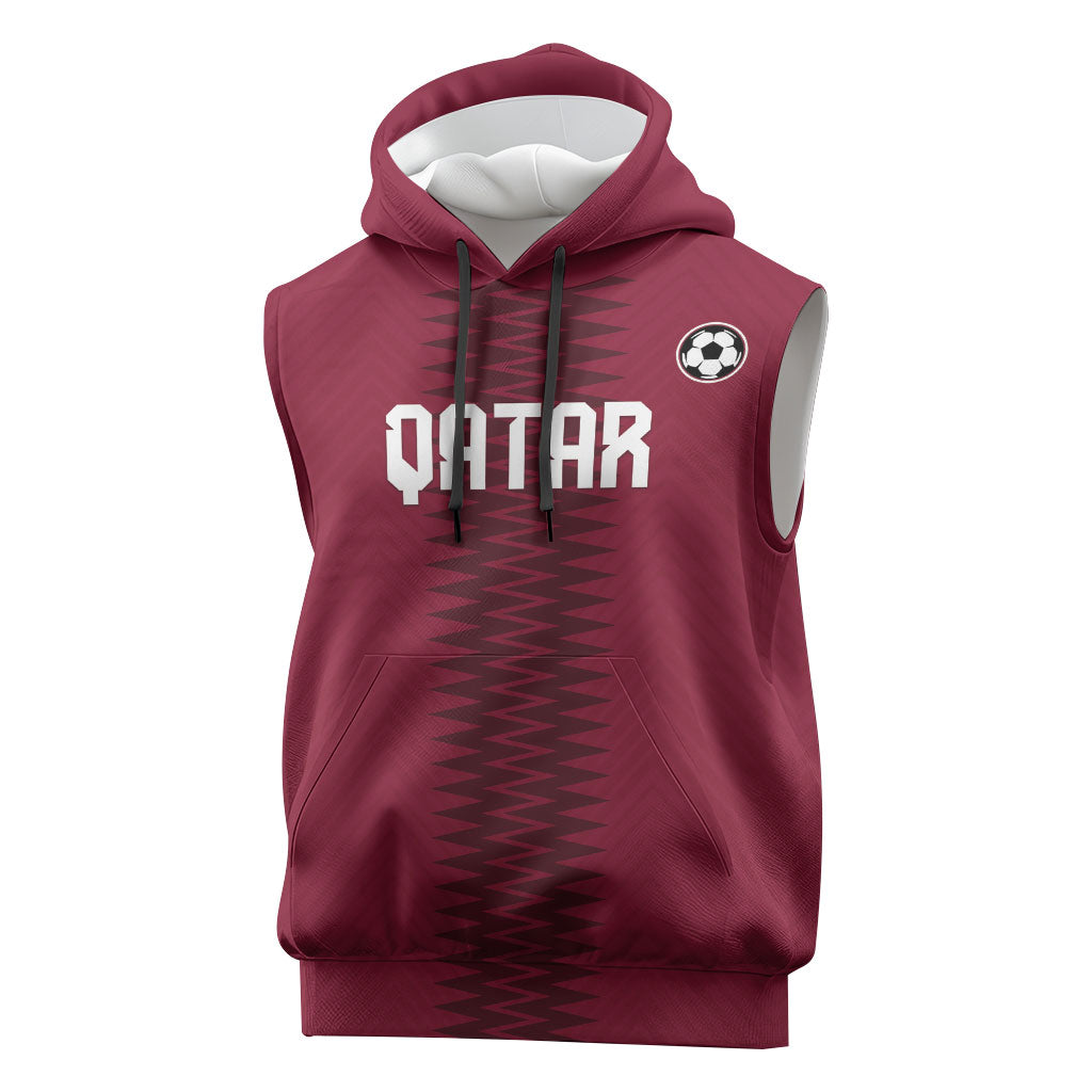 Custom Qatar 2026 World Football Sleeveless Hoodie Maroon Version