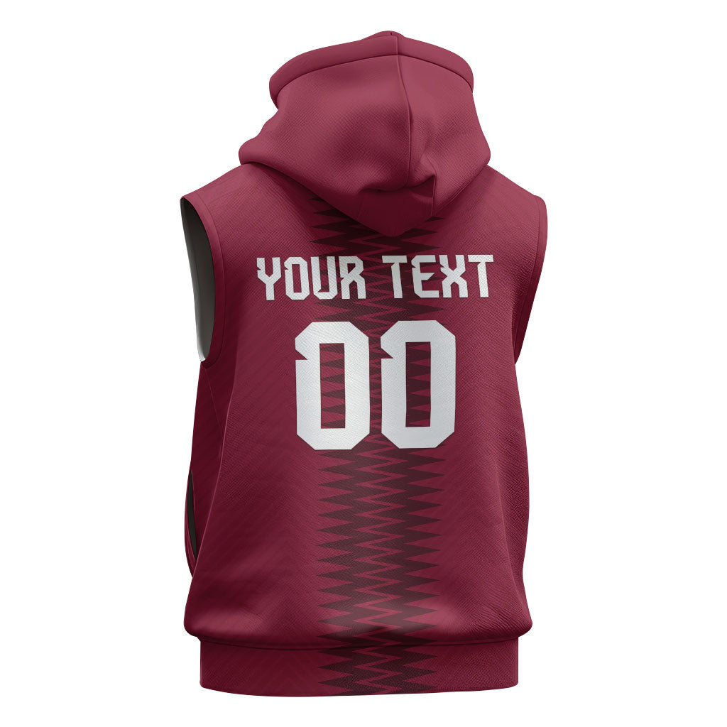 Custom Qatar 2026 World Football Sleeveless Hoodie Maroon Version