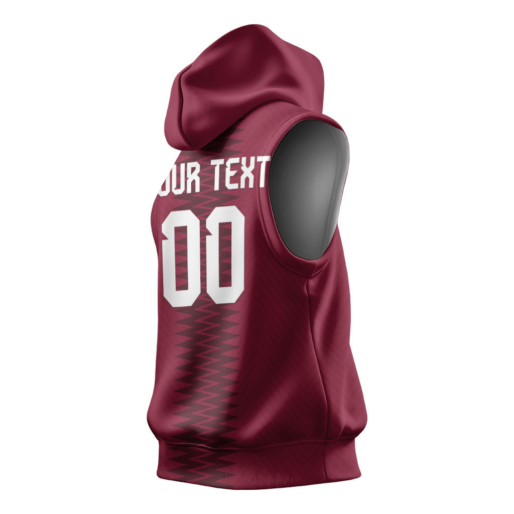 Custom Qatar 2026 World Football Sleeveless Hoodie Maroon Version
