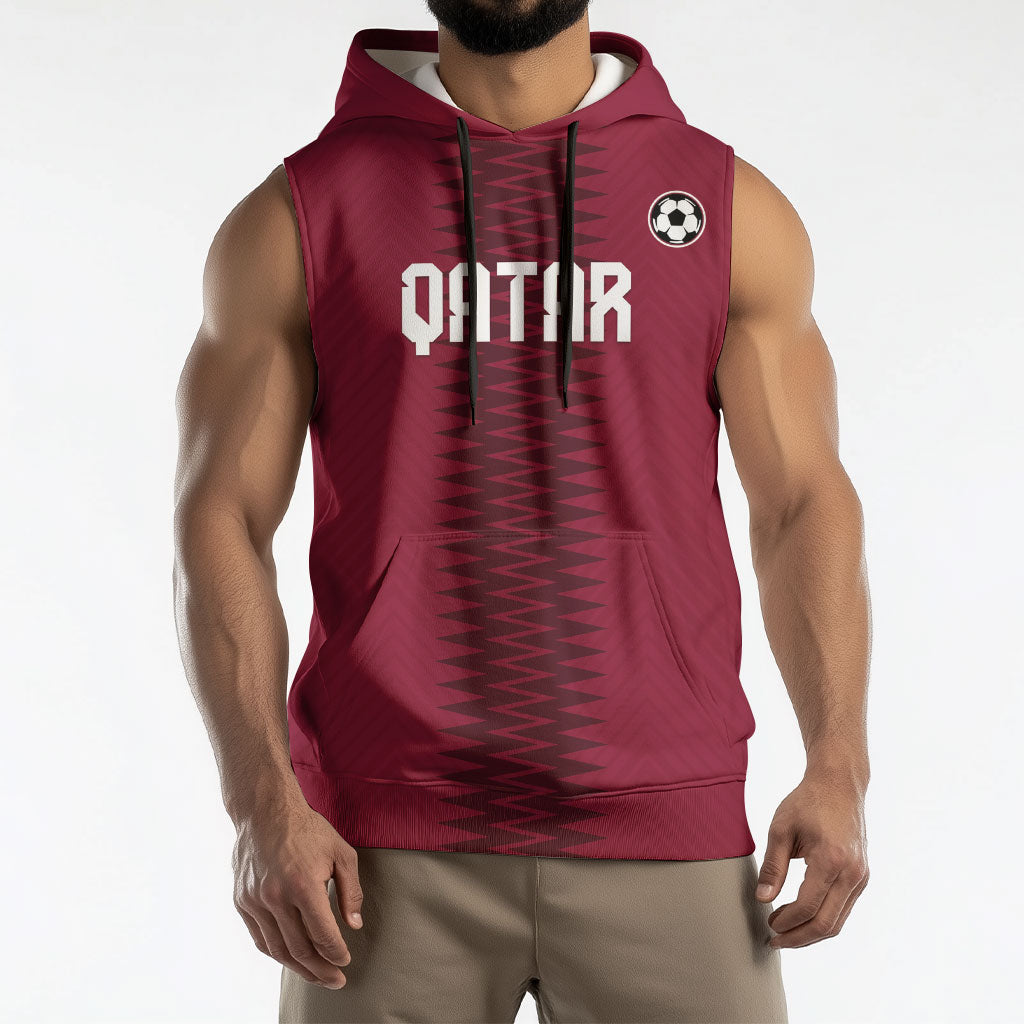 Custom Qatar 2026 World Football Sleeveless Hoodie Maroon Version