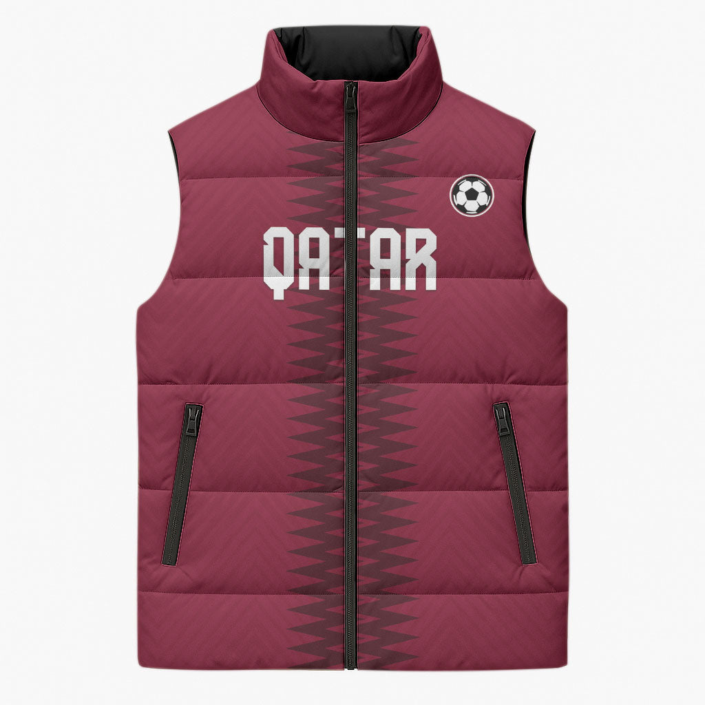 Custom Qatar 2026 World Football Sleeveless Puffer Jacket Maroon Version