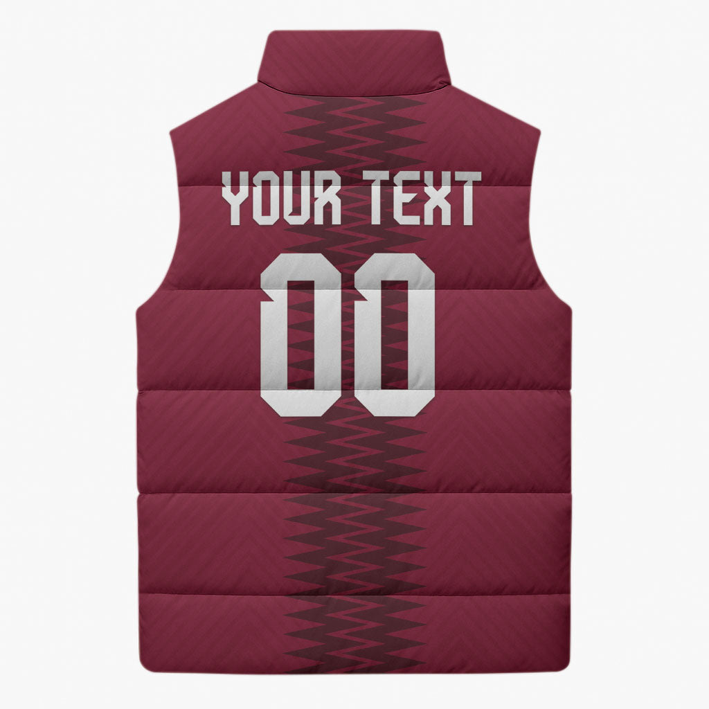Custom Qatar 2026 World Football Sleeveless Puffer Jacket Maroon Version