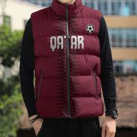 Custom Qatar 2026 World Football Sleeveless Puffer Jacket Maroon Version
