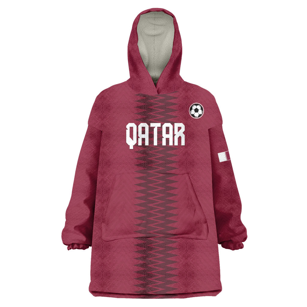 Custom Qatar 2026 World Football Wearable Blanket Hoodie Maroon Version