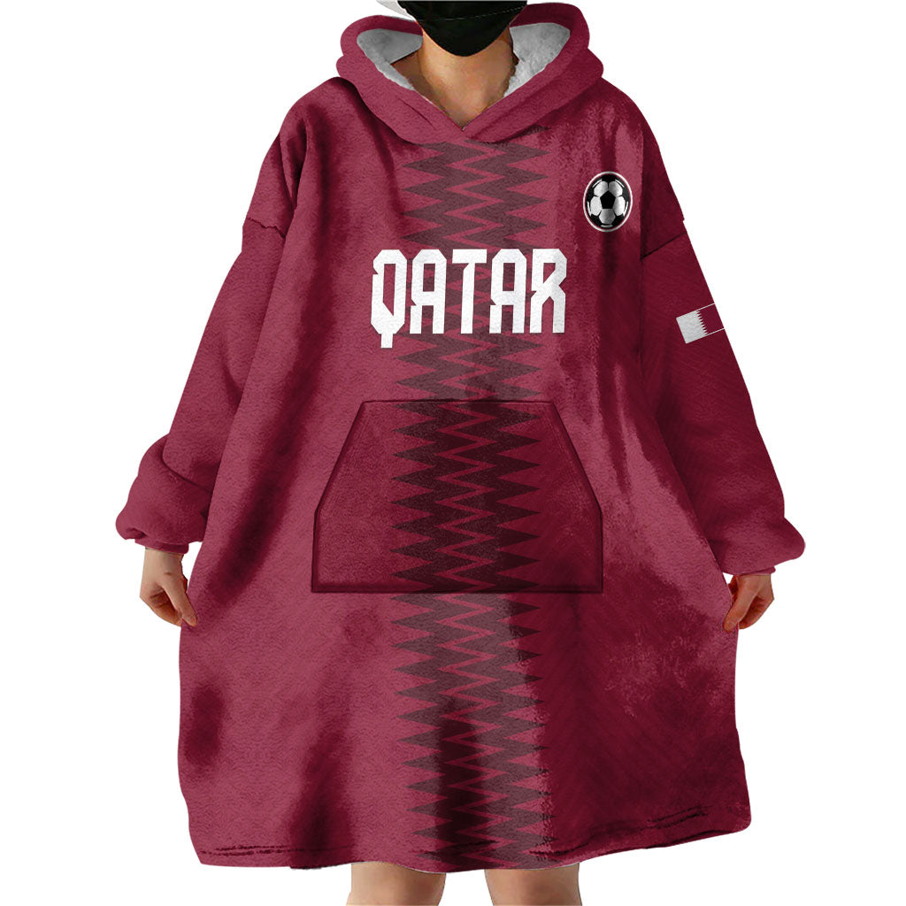 Custom Qatar 2026 World Football Wearable Blanket Hoodie Maroon Version