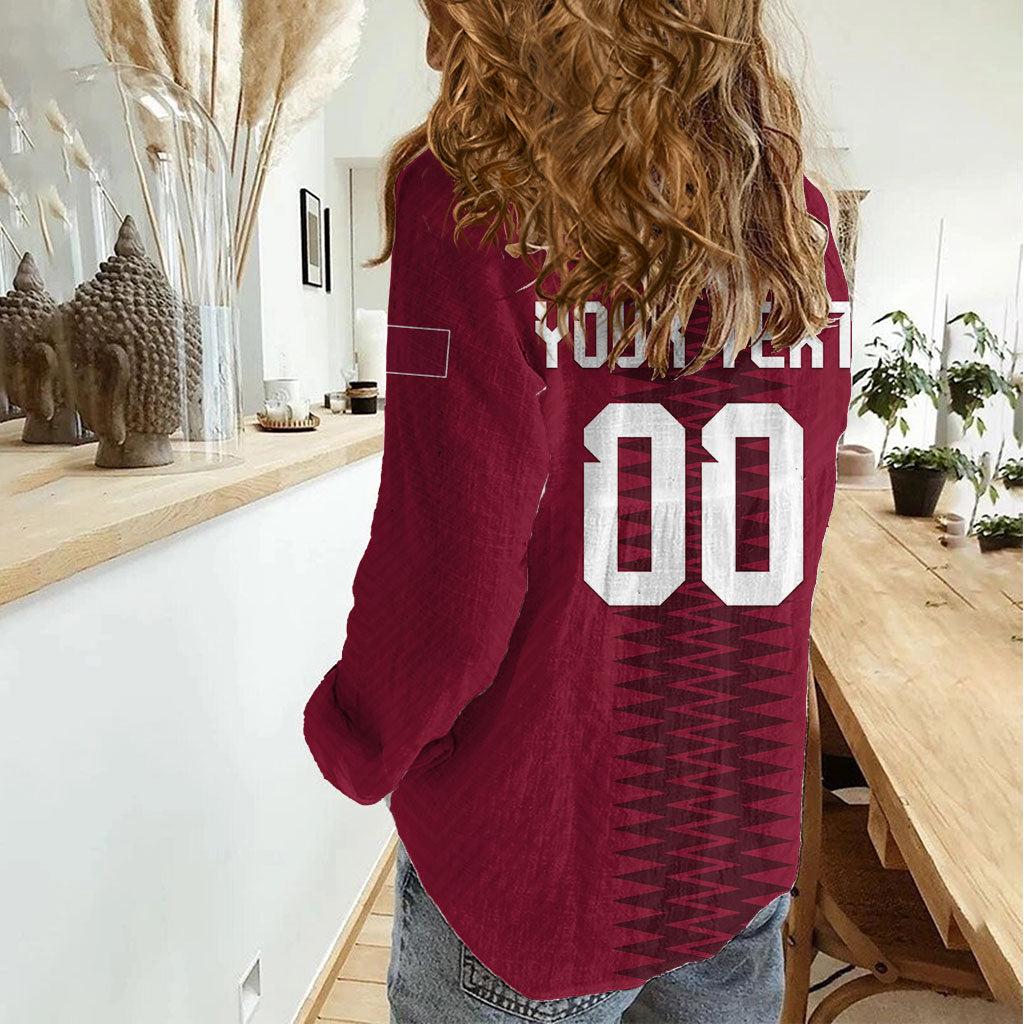 Custom Qatar 2026 World Football Women Casual Shirt Maroon Version