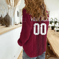Custom Qatar 2026 World Football Women Casual Shirt Maroon Version