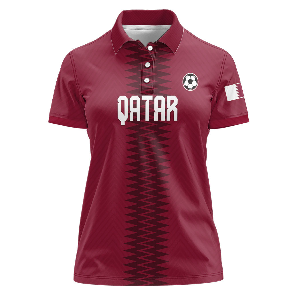 Custom Qatar 2026 World Football Women Polo Shirt Maroon Version