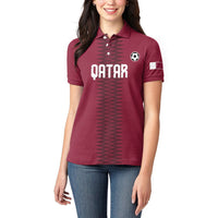 Custom Qatar 2026 World Football Women Polo Shirt Maroon Version
