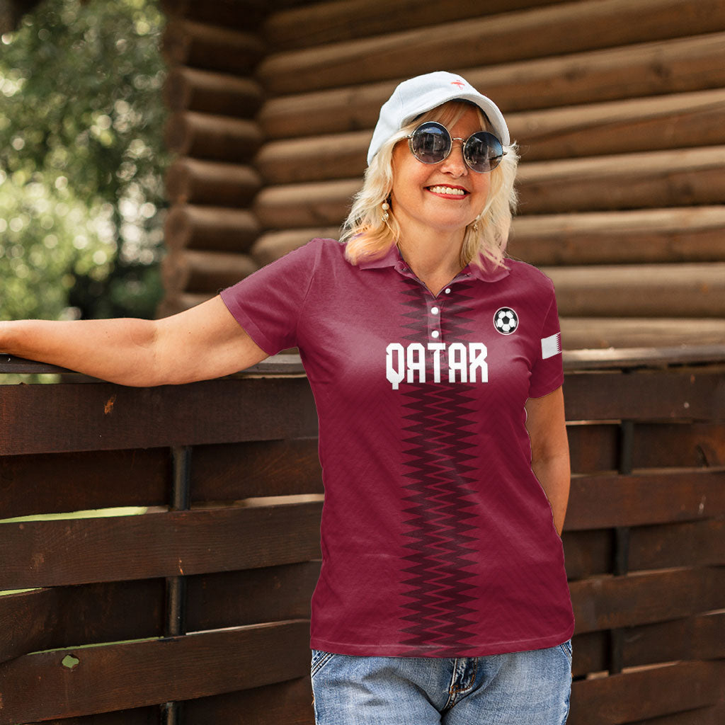 Custom Qatar 2026 World Football Women Polo Shirt Maroon Version