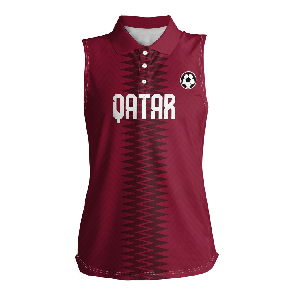 Custom Qatar 2026 World Football Women Sleeveless Polo Shirt Maroon Version