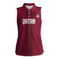Custom Qatar 2026 World Football Women Sleeveless Polo Shirt Maroon Version