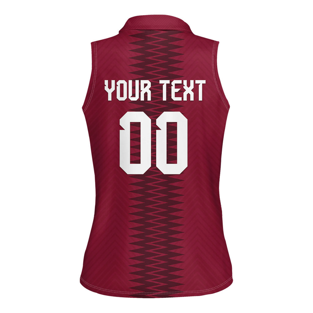 Custom Qatar 2026 World Football Women Sleeveless Polo Shirt Maroon Version