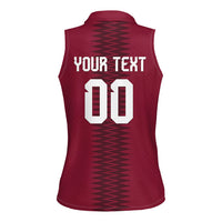 Custom Qatar 2026 World Football Women Sleeveless Polo Shirt Maroon Version