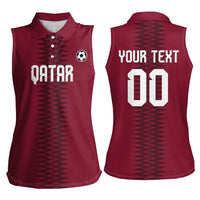Custom Qatar 2026 World Football Women Sleeveless Polo Shirt Maroon Version