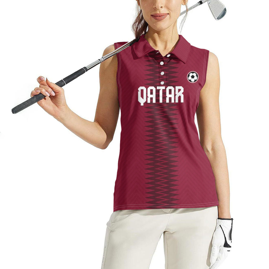 Custom Qatar 2026 World Football Women Sleeveless Polo Shirt Maroon Version