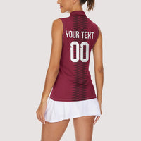 Custom Qatar 2026 World Football Women Sleeveless Polo Shirt Maroon Version