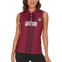 Custom Qatar 2026 World Football Women Sleeveless Polo Shirt Maroon Version