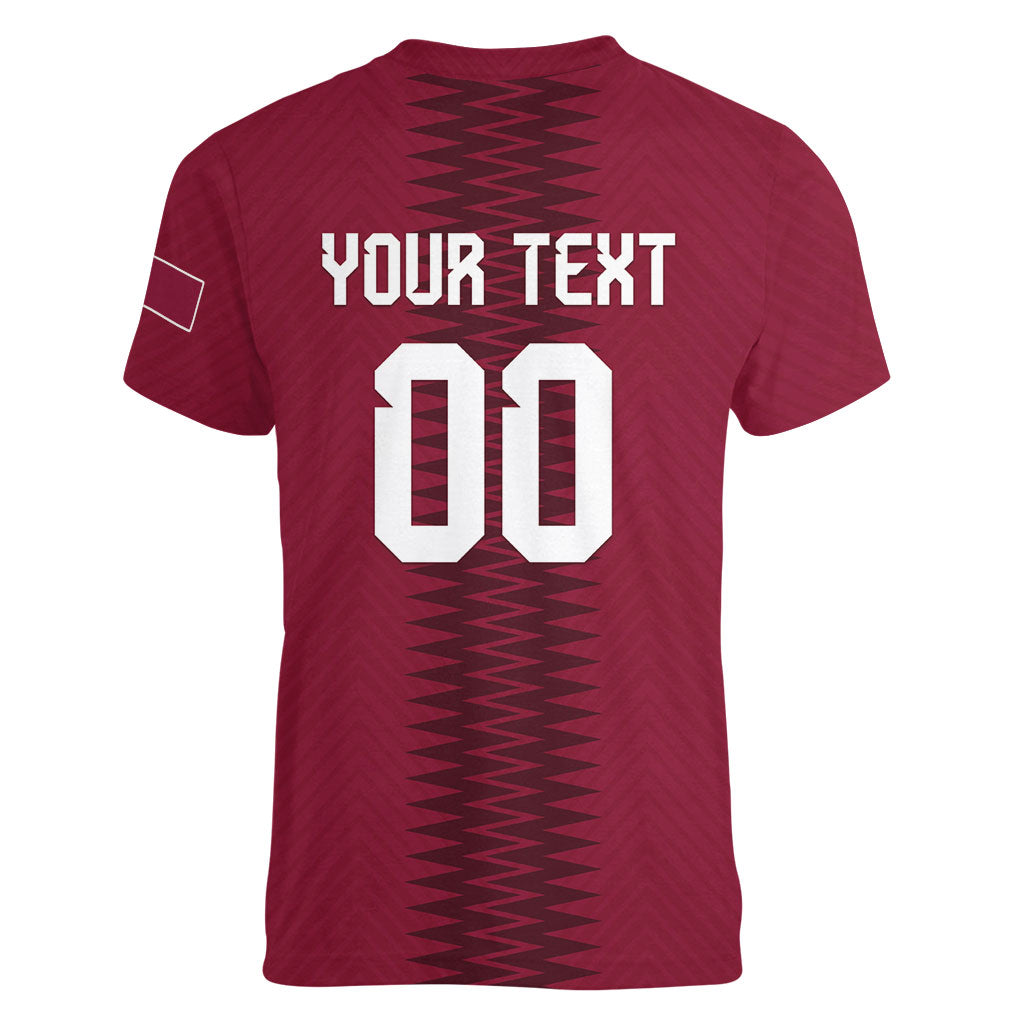 Custom Qatar 2026 World Football Women V-Neck T-Shirt Maroon Version