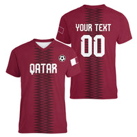 Custom Qatar 2026 World Football Women V-Neck T-Shirt Maroon Version