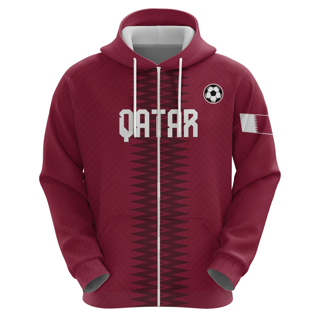 Custom Qatar 2026 World Football Zip Hoodie Maroon Version