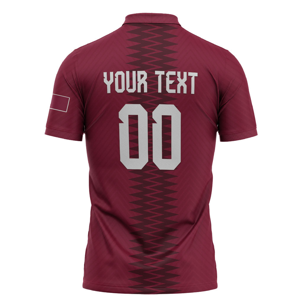 Custom Qatar 2026 World Football Zipper Polo Shirt Maroon Version