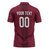 Custom Qatar 2026 World Football Zipper Polo Shirt Maroon Version