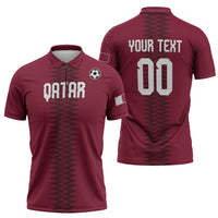 Custom Qatar 2026 World Football Zipper Polo Shirt Maroon Version