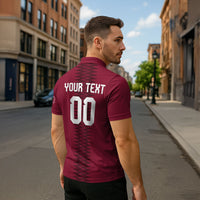 Custom Qatar 2026 World Football Zipper Polo Shirt Maroon Version