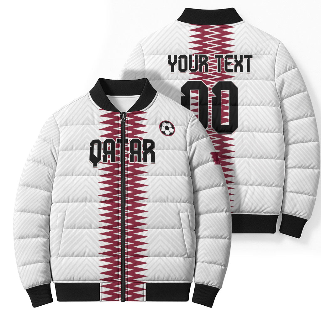 Custom Qatar 2026 World Football Bomber Puffer Jacket White Version