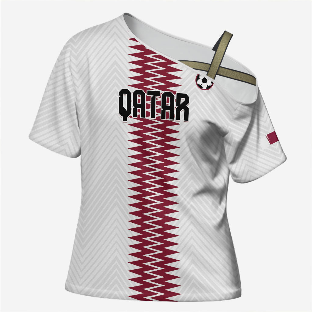Custom Qatar 2026 World Football Cross Shoulder Shirt White Version