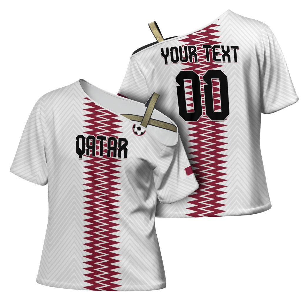 Custom Qatar 2026 World Football Cross Shoulder Shirt White Version