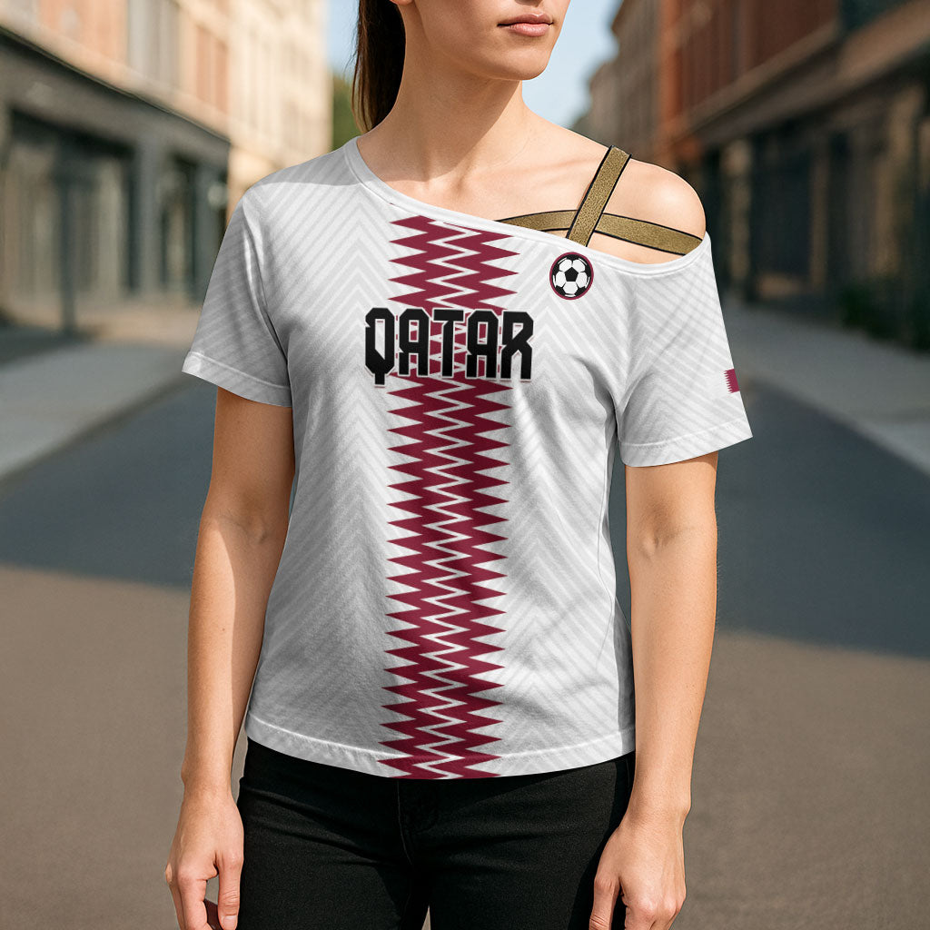Custom Qatar 2026 World Football Cross Shoulder Shirt White Version