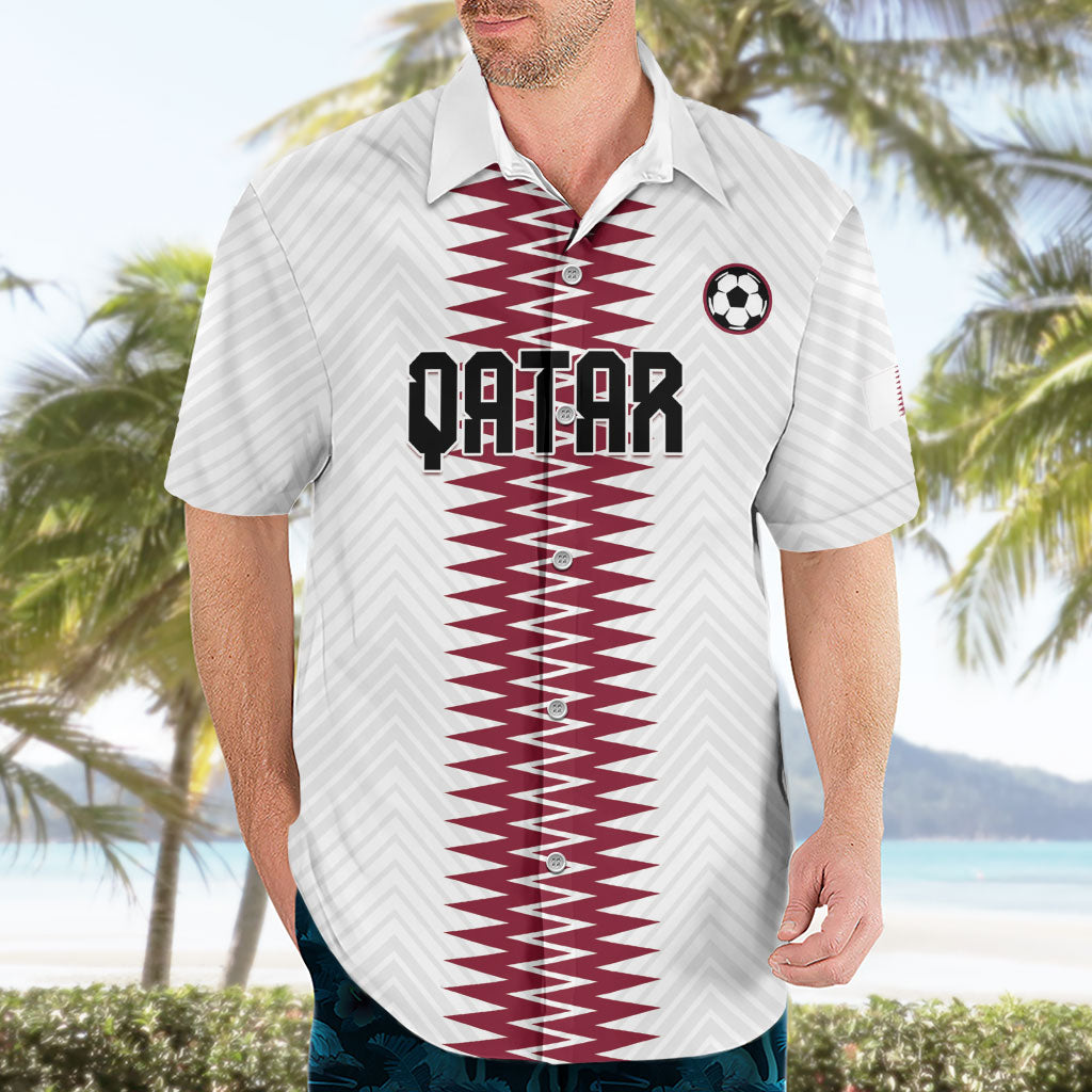 Custom Qatar 2026 World Football Hawaiian Shirt White Version