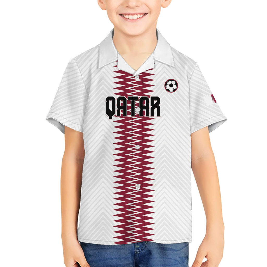 Custom Qatar 2026 World Football Kid Hawaiian Shirt White Version