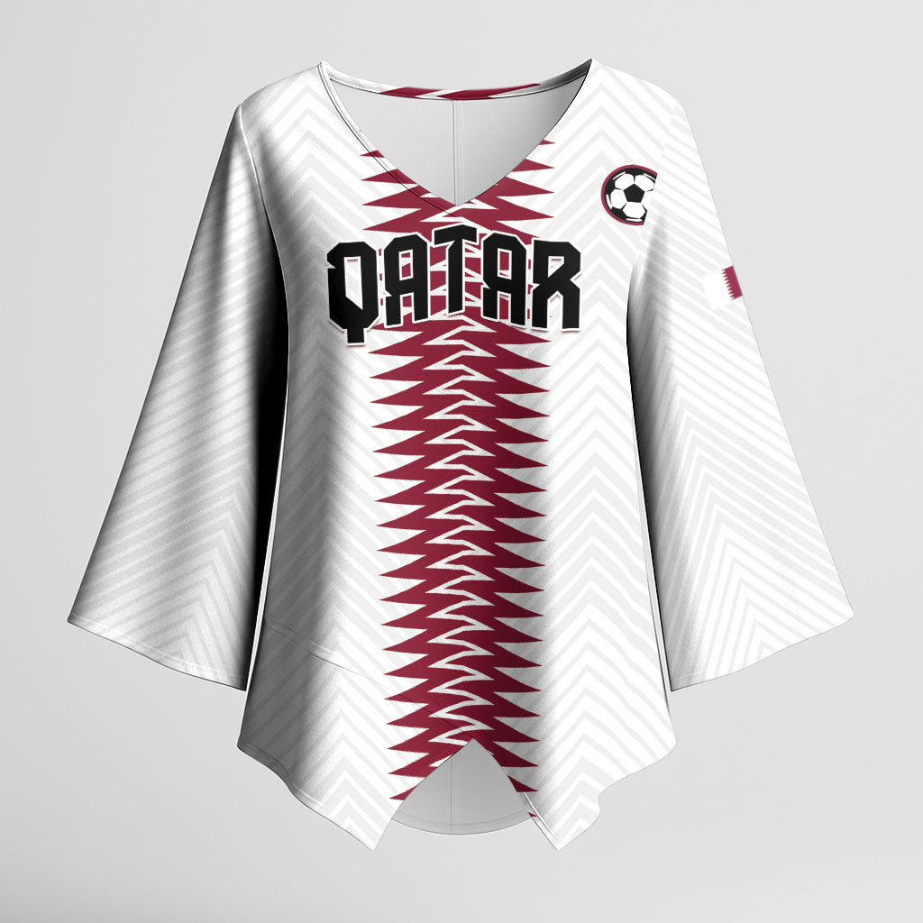 Custom Qatar 2026 World Football Kimono Sleeve Blouse White Version