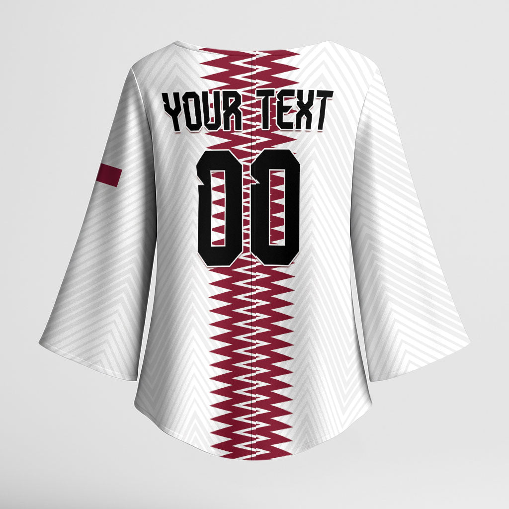 Custom Qatar 2026 World Football Kimono Sleeve Blouse White Version