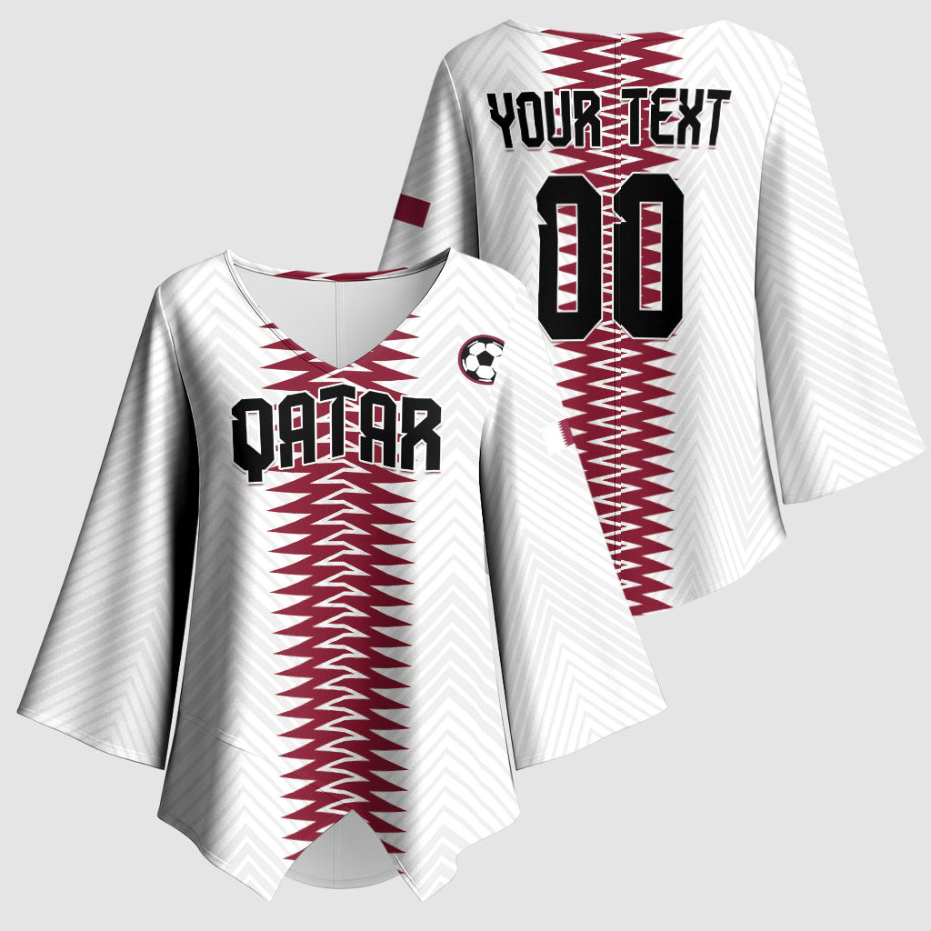 Custom Qatar 2026 World Football Kimono Sleeve Blouse White Version