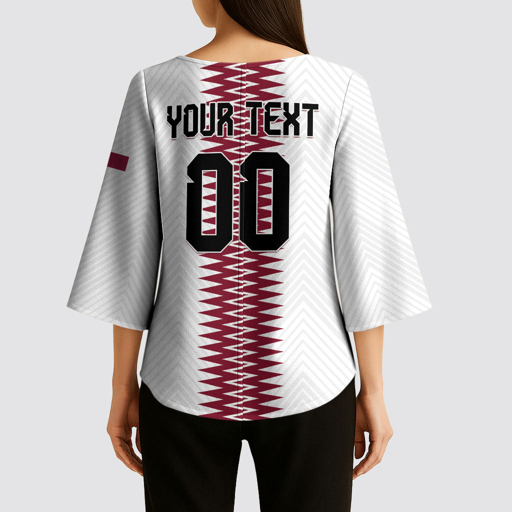 Custom Qatar 2026 World Football Kimono Sleeve Blouse White Version