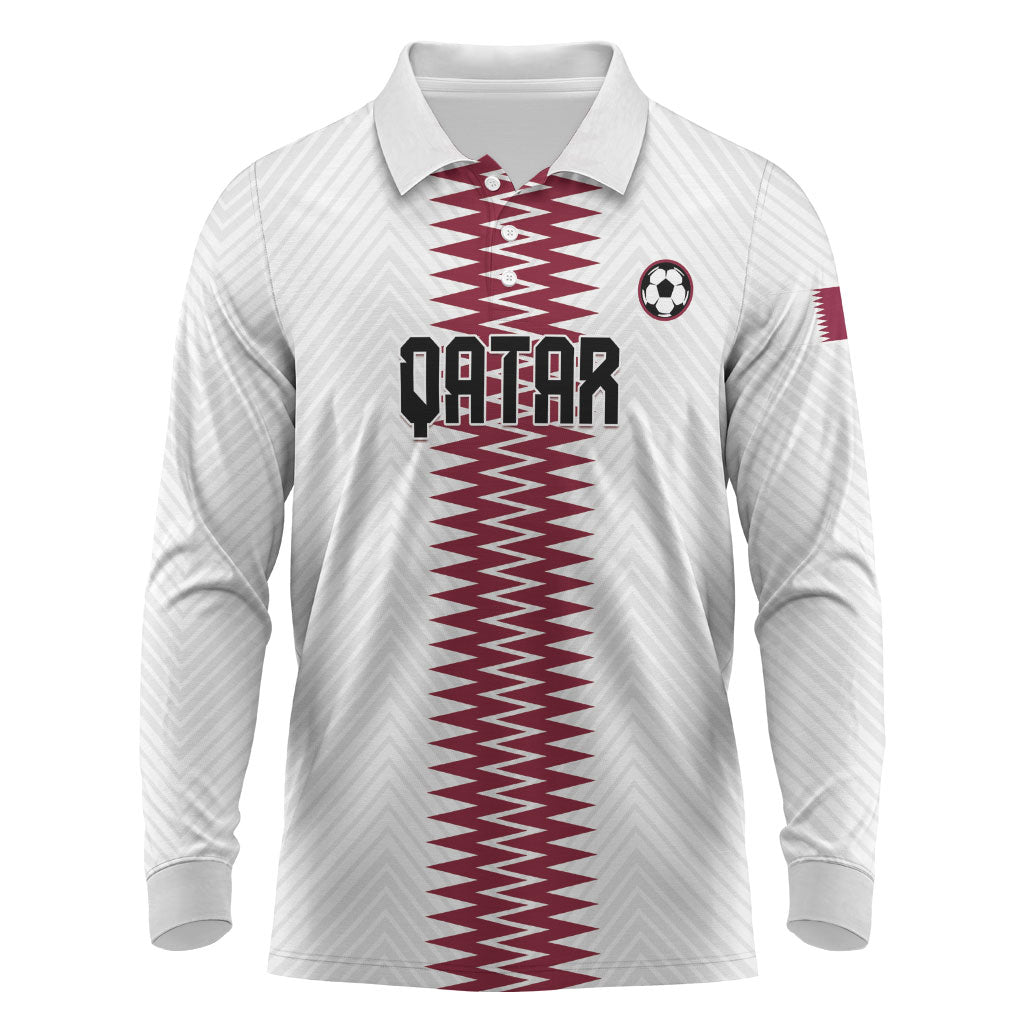 Custom Qatar 2026 World Football Long Sleeve Polo Shirt White Version