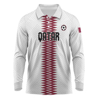 Custom Qatar 2026 World Football Long Sleeve Polo Shirt White Version