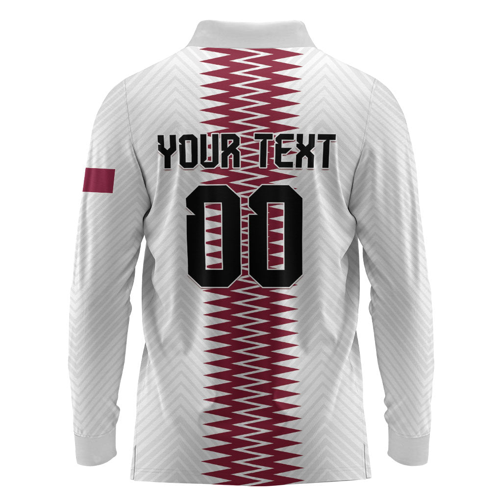 Custom Qatar 2026 World Football Long Sleeve Polo Shirt White Version