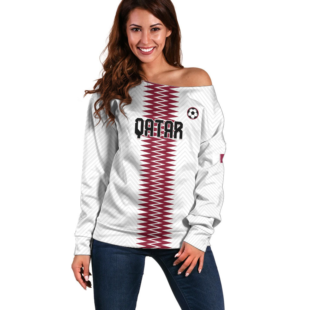 Custom Qatar 2026 World Football Off Shoulder Sweater White Version