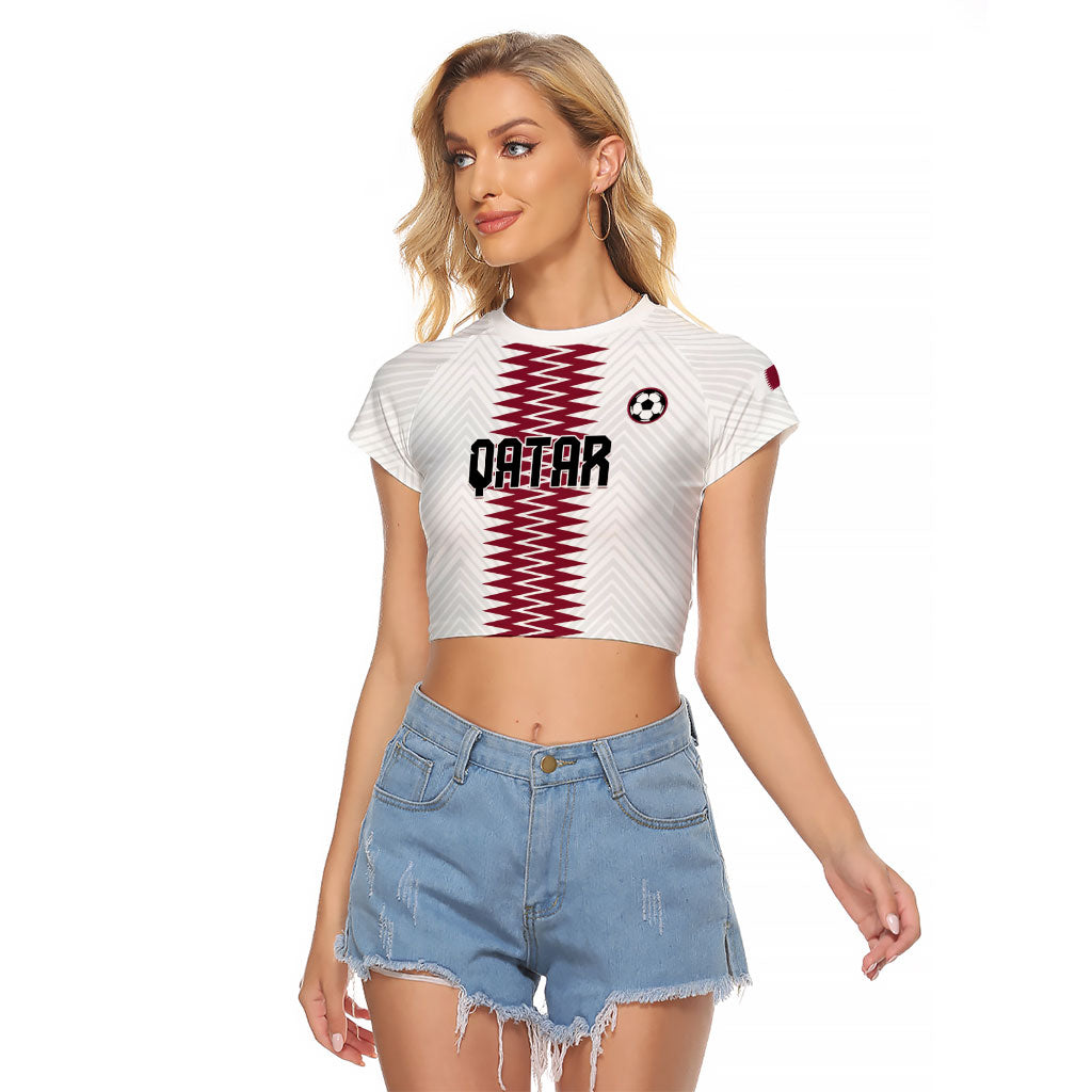 Custom Qatar 2026 World Football Raglan Cropped T Shirt White Version