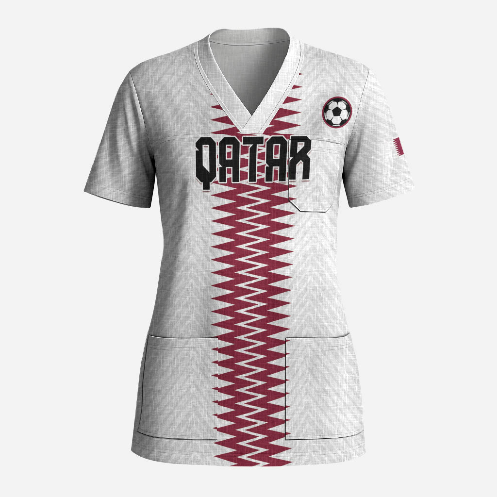 Custom Qatar 2026 World Football Scrub Top White Version