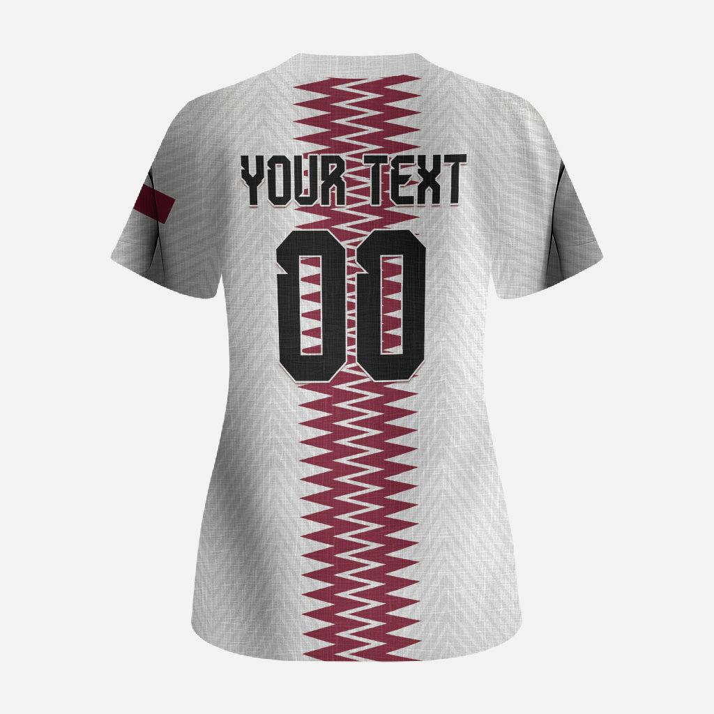 Custom Qatar 2026 World Football Scrub Top White Version