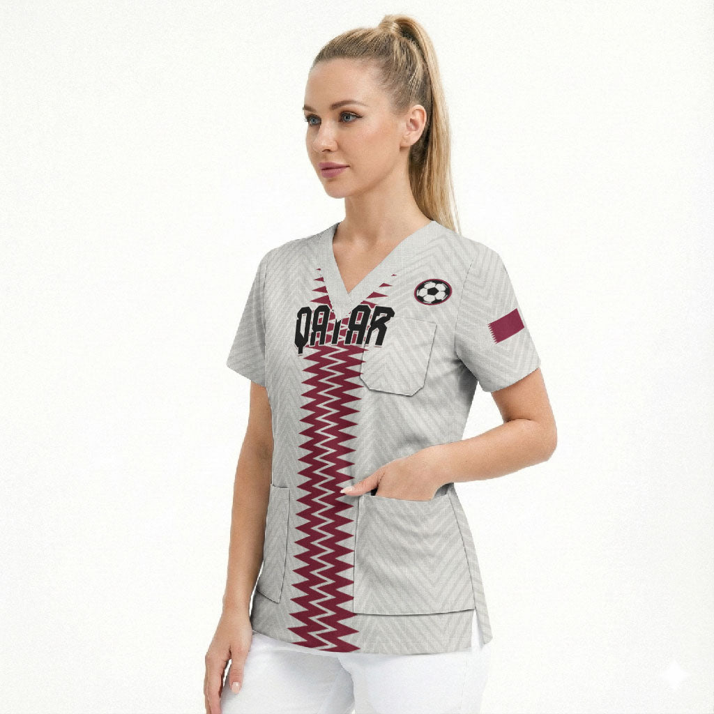 Custom Qatar 2026 World Football Scrub Top White Version